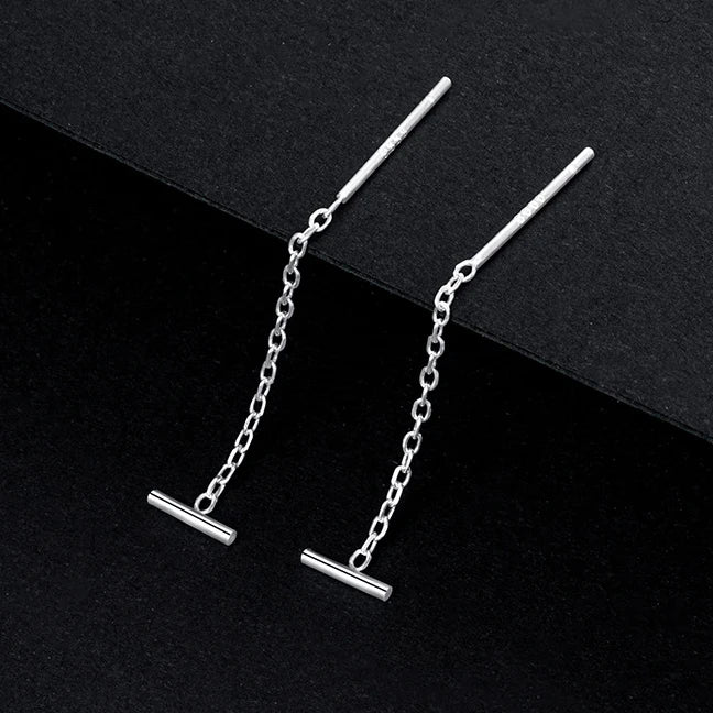 LUXE Real 925 Sterling Silver Moon Star Heart Square Clover Short Chain Tassel Stud Earrings For Women Classic Fine Jewelry