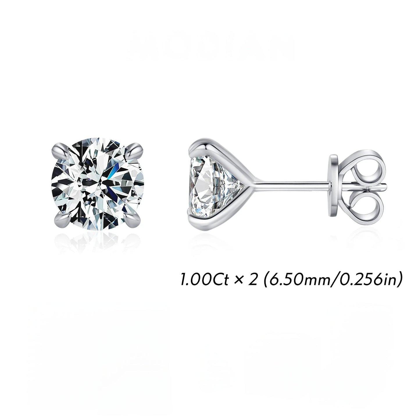 LUXE D Color 1CT Moissanite Stud Earrings 925 Sterling Silver Wedding Engagement Lab Created Diamond Jewelry For Women Gift
