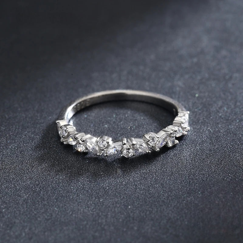 LUXE Simple Stackable Cubic Zirconia Finger Rings For Women Solid 925 Sterling Silver Exquisite Fine Ring Fashion Jewelry Gift