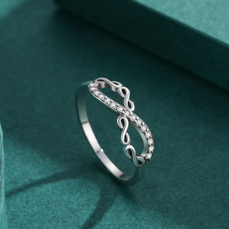LUXE Original 925 Sterling Silver Infinite Love Simulated Diamond Finger Ring Vintage CZ Fine Jewelry For Women Party Gifts