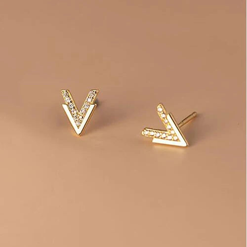 LUXE Real 925 Sterling Silver Zircon Letter Triangle Stud Earrings For Women Minimalist Fine Jewelry Accessories