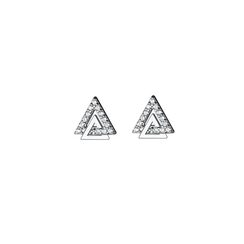 LUXE Real 925 Sterling Silver Zircon Letter Triangle Stud Earrings For Women Minimalist Fine Jewelry Accessories