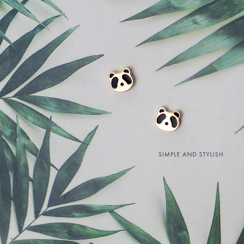 LUXE Real 925 Sterling Silver Animal Cute Panda 14k Gold Stud Earrings For Women Charm Fine Jewelry Minimalist Accessories
