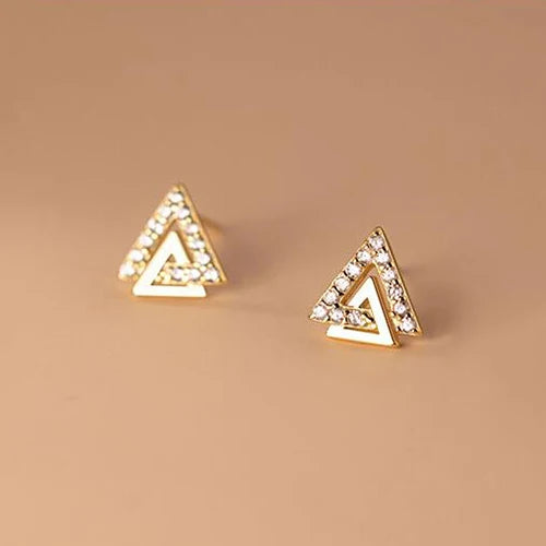 LUXE Real 925 Sterling Silver Zircon Letter Triangle Stud Earrings For Women Minimalist Fine Jewelry Accessories
