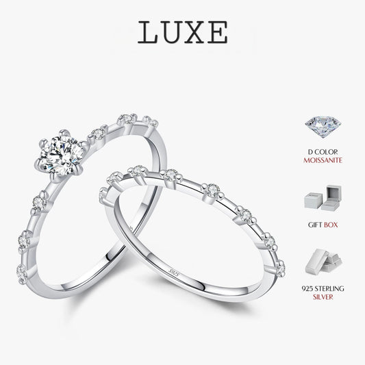LUXE D Color Moissanite Wedding Band 925 Sterling Silver Eternity Rings Lab Diamond Stackable Exquisite Jewelry For Women Gift