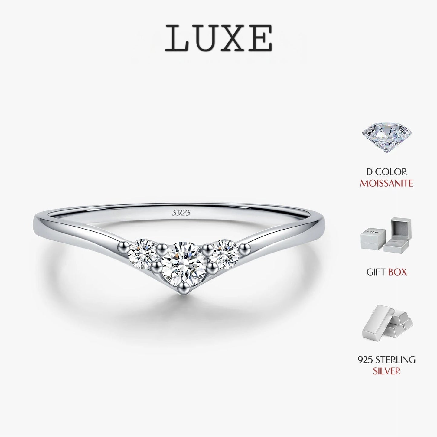 LUXE Simple Eternity Moissanite Ring 925 Sterling Silver Sparkling Simple Thin Wedding Band Rings For Women Fine Jewelry Gift