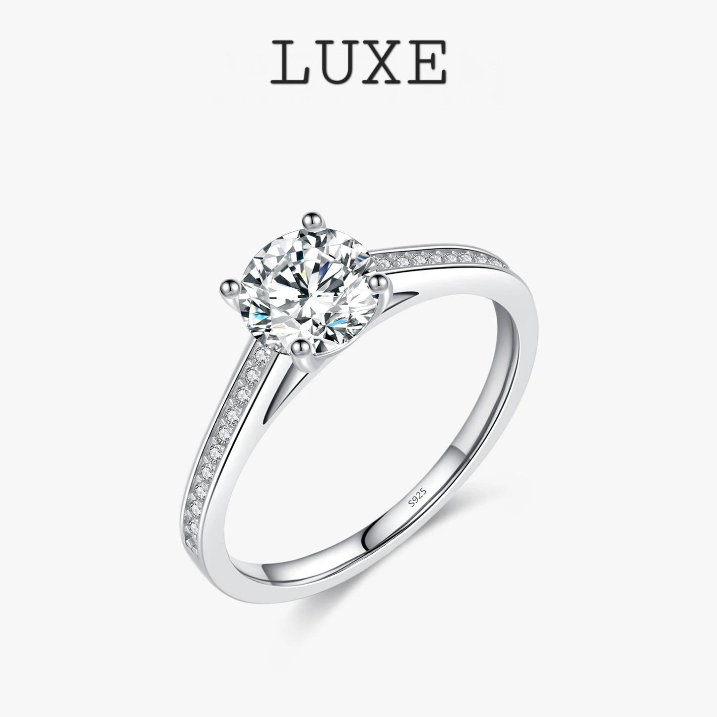 LUXE D Color Lab Diamond 1CT Moissanite Ring For Women 925 Sterling Silver Classic Wedding Engagement Band Jewelry Gifts