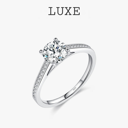 LUXE D Color Lab Diamond 1CT Moissanite Ring For Women 925 Sterling Silver Classic Wedding Engagement Band Jewelry Gifts