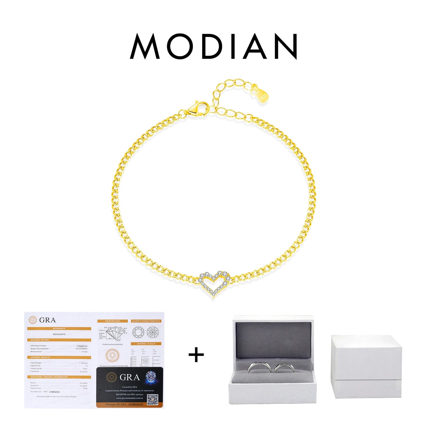 LUXE D Color Pave Setting Moissanite Bracelets 925 Sterling Silver Romantic Heart Gourmette Bracelet For Women Jewelry Gifts