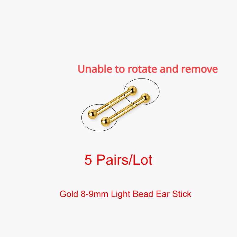 LUXE 5Pairs/Lot Real 925 Sterling Silver Single Zircon Ear Hole Bead Stud Earrings For Women Classic Minimalist Fine Jewelry