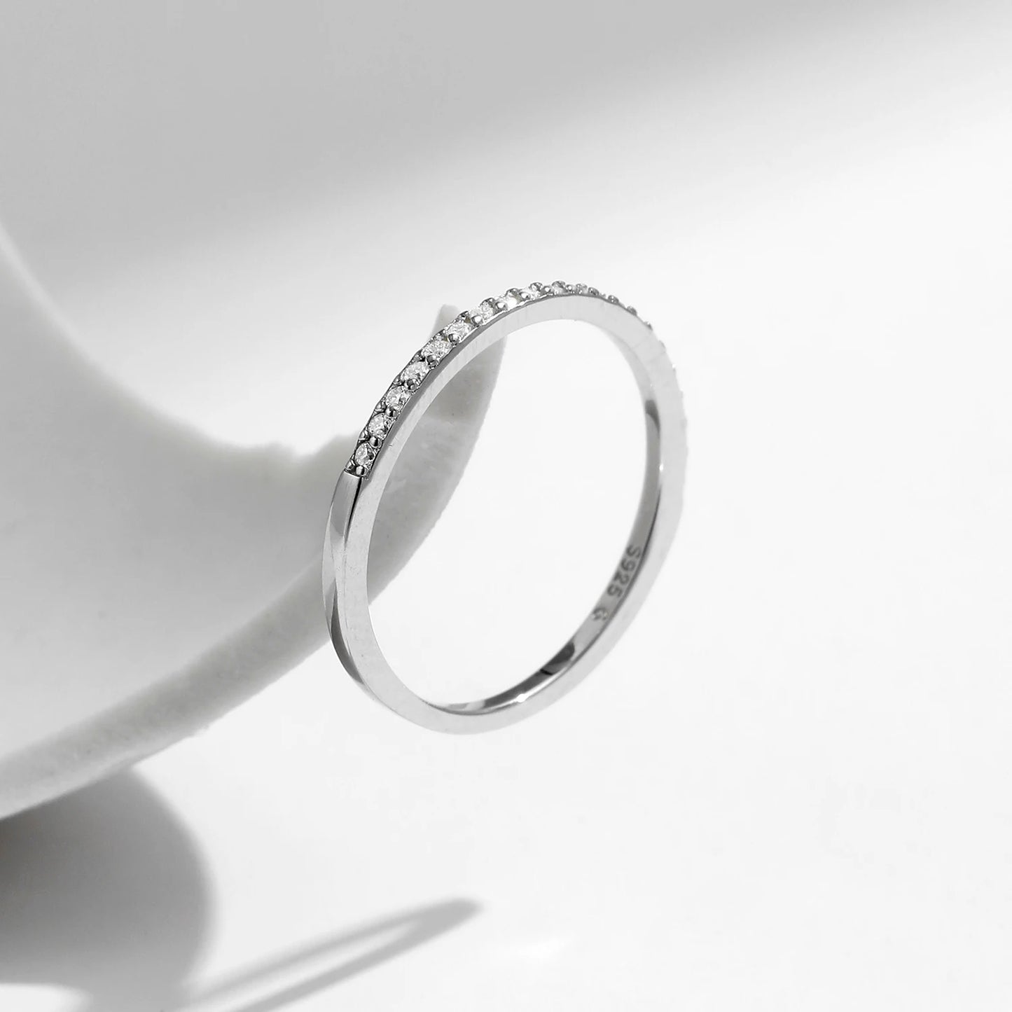 LUXE Simple Eternity Moissanite Ring 925 Sterling Silver Sparkling Simple Thin Wedding Band Rings For Women Fine Jewelry