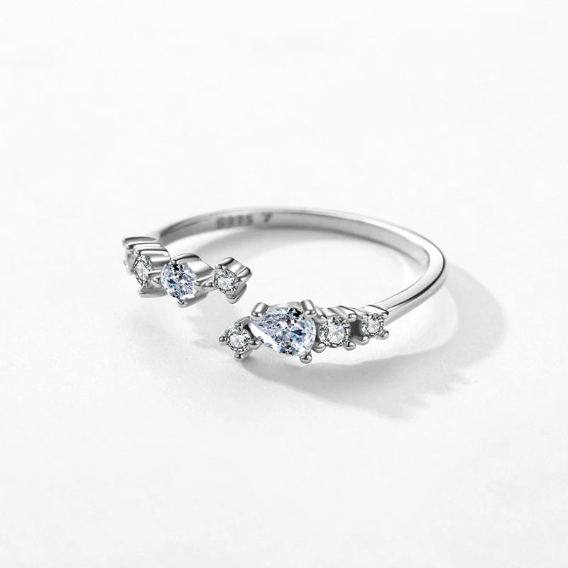 LUXE New 925 Sterling Silver Minimalist Clear Zirconia Stackable Ring For Women Anniversary Wedding Band Simple Fine Jewelry