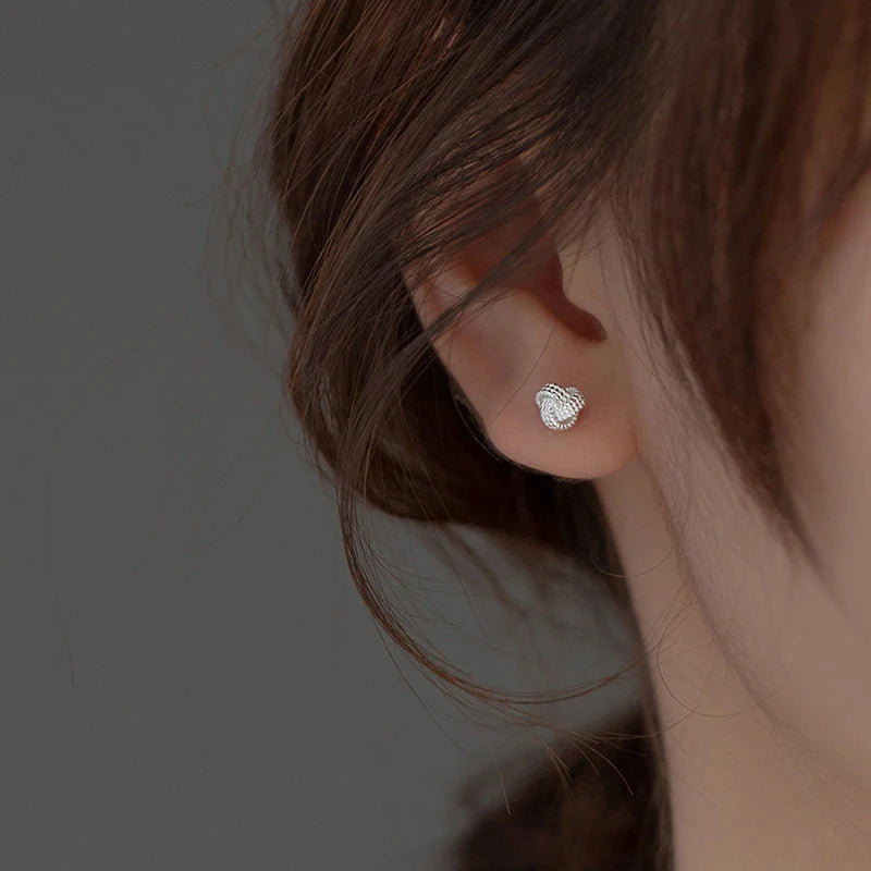 LUXE Real 925 Sterling Silver 4/6mm Wool Ball Screw Beads Stud Earrings for Women Party Classic Minimalist Fine Jewelry