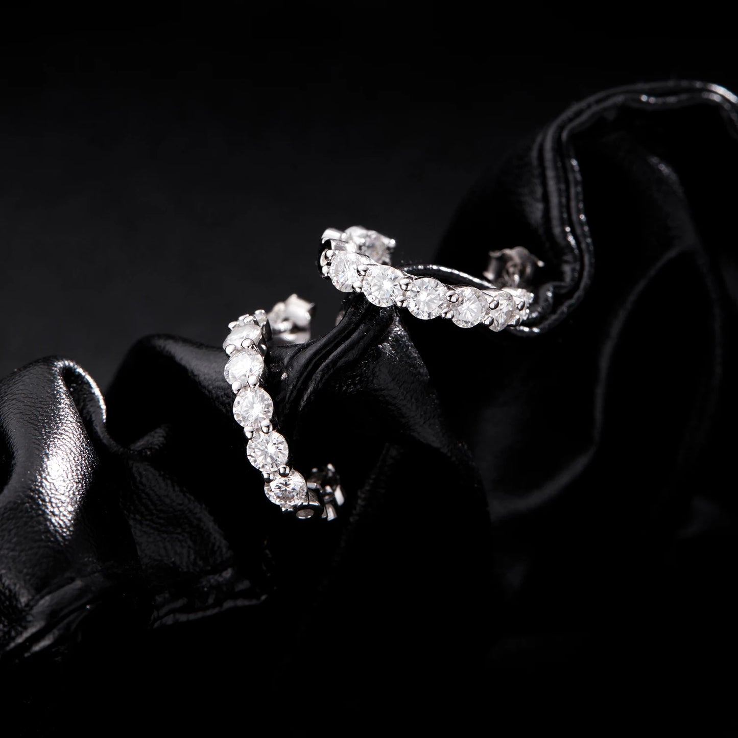 LUXE D Color C Shape Moissanite Earrings 925 Sterling Silver Charming Dazzling Hoop Earrings For Women Wedding Fine Jewelry