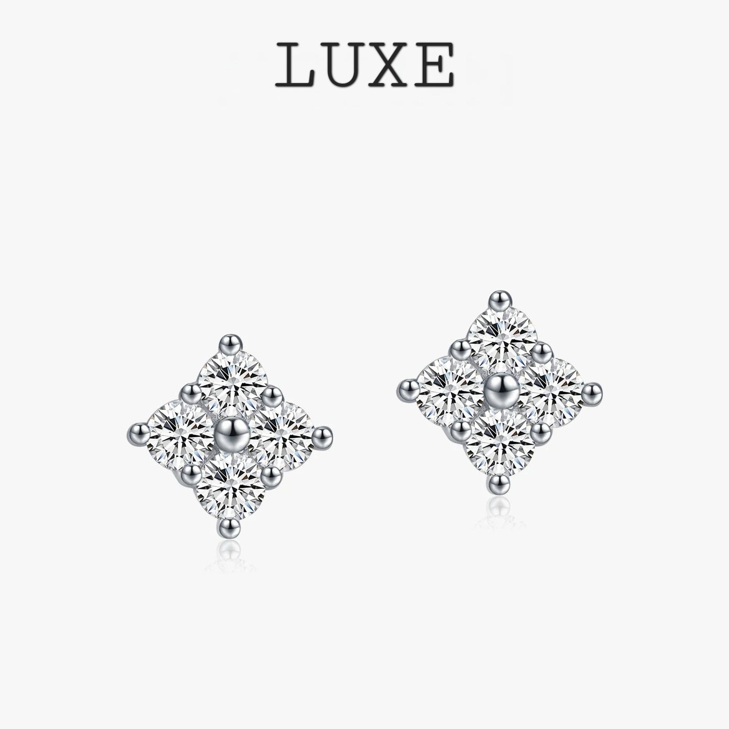LUXE Simple D Color Moissanite 925 Sterling Silver Dazzling Lab Created Diamond Ideal Cut Stud Earrings For Women Jewelry