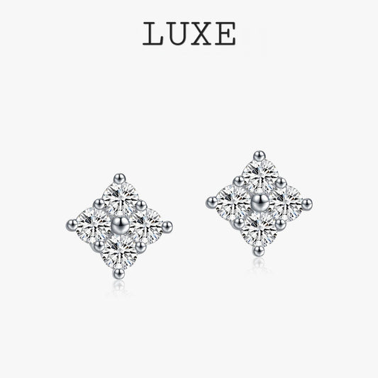 LUXE Simple D Color Moissanite 925 Sterling Silver Dazzling Lab Created Diamond Ideal Cut Stud Earrings For Women Jewelry