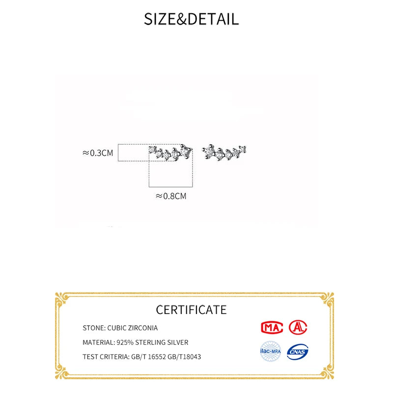 LUXE Real 925 Sterling Silver Zircon Arc Stud Earrings For Fashion Women Party Cute Fine Jewelry Minimalist Accessories