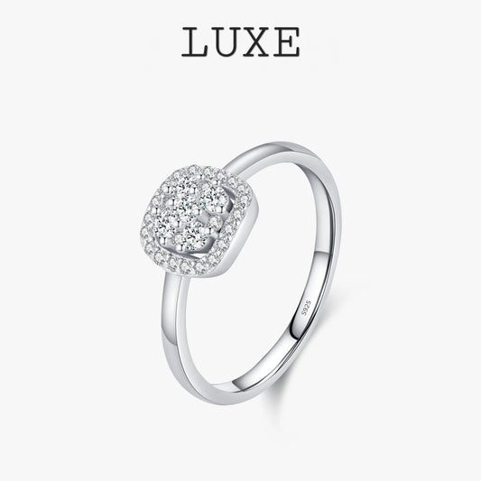 LUXE Sparkling VVS1 D Color Pave Setting Moissanite Ring 925 Sterling Silver Wedding Band Ring for Women Fine Jewelry