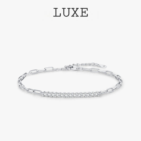 LUXE Sparkling D Color Moissanite Bracelet 925 Sterling Silver Lock Stackable Trendy Bracelets For Women Jewelry With Gift Box
