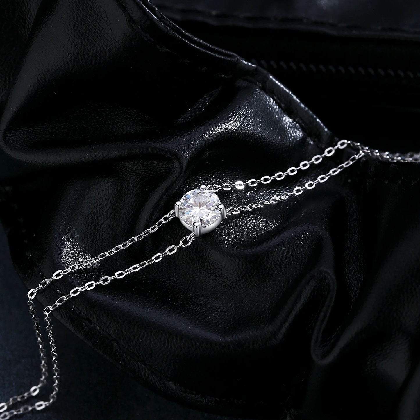 LUXE 1CT D Color Moissanite Bracelet 925 Sterling Silver Delicate Double Layer Bracelets For Bridal Wedding Fine Jewelry Gifts