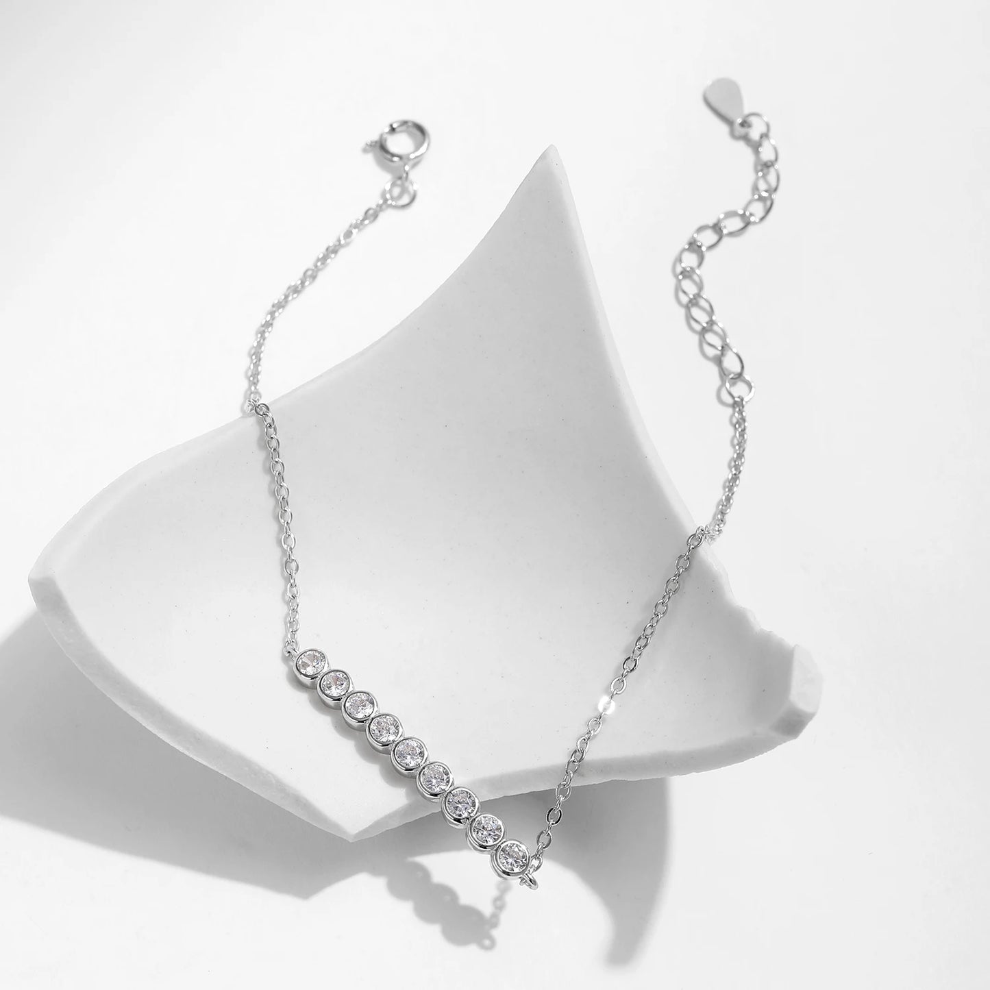 LUXE D Color Moissanite 925 Sterling Silver Simple Bracelet Round Lab Diamond Chain Link Jewelry For Women Luxury Wedding Gift