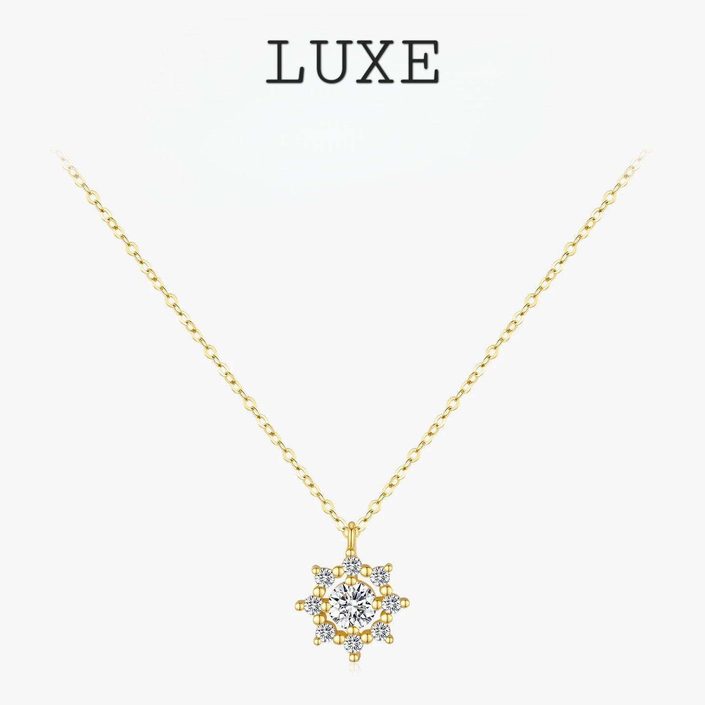 LUXE 0.5 Carat Moissanite Necklace D color VVS1 Lab Diamond Snowflake Necklace For Women 925 Sterling Silver Jewelry
