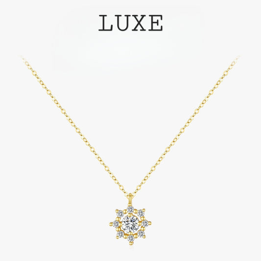 LUXE 0.5 Carat Moissanite Necklace D color VVS1 Lab Diamond Snowflake Necklace For Women 925 Sterling Silver Jewelry