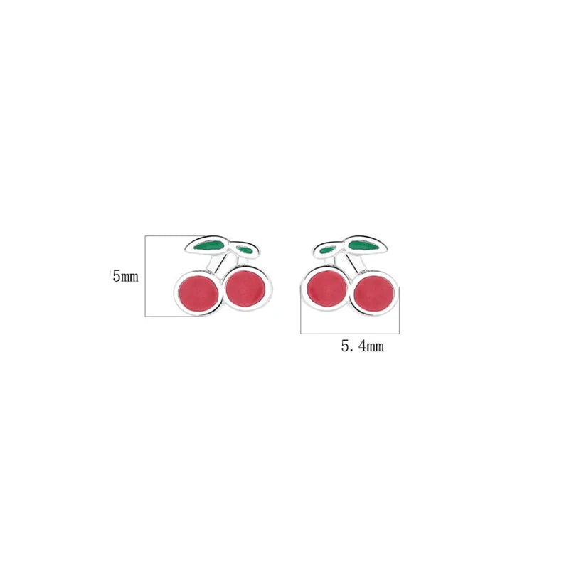 LUXE Real 925 Sterling Silver Fruit Cherry Bead Screw Stud Earrings For Women Cute Fine Jewelry Minimalist Accessories Gift