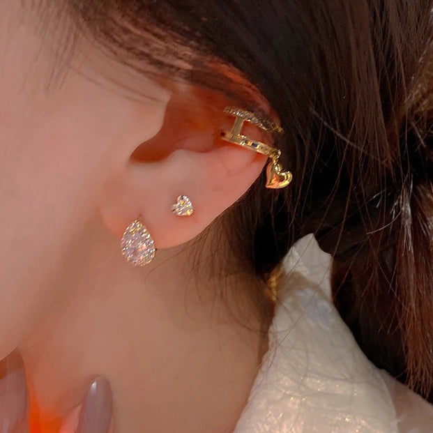 LUXE Real 925 Sterling Silver Zircon Water Drop Hoop Earrings for Fashion Women Geometric Fine Jewelry Minimalist Accessories