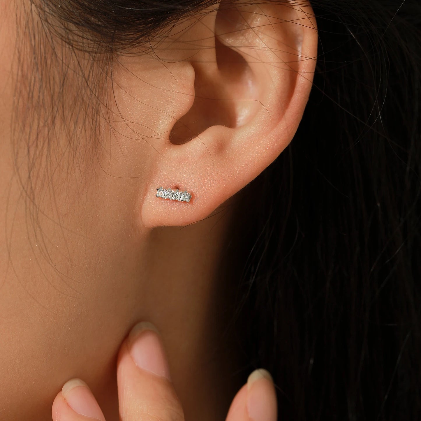 LUXE D Color Moissanite Minimalism Stud Earrings 925 Sterling Silver Stackable Fashion Earrings For Women Vacation Jewelry