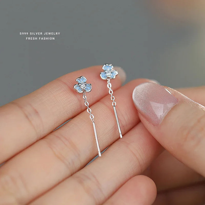 LUXE Real 925 Sterling Silver Mini Flower Piercing Stud Earrings for Women Cute Fine Jewelry Minimalist Accessories