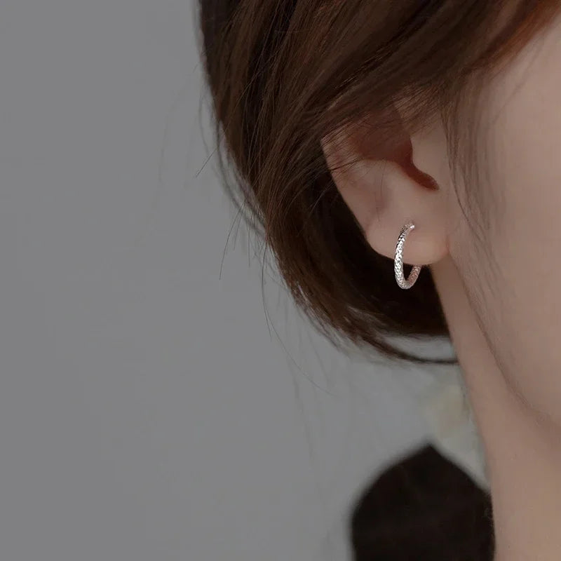 LUXE Real 925 Sterling Silver 14/20MM Sparkling Circle Hoop Earrings for Women Classic Fine Jewelry Minimalist Accessories