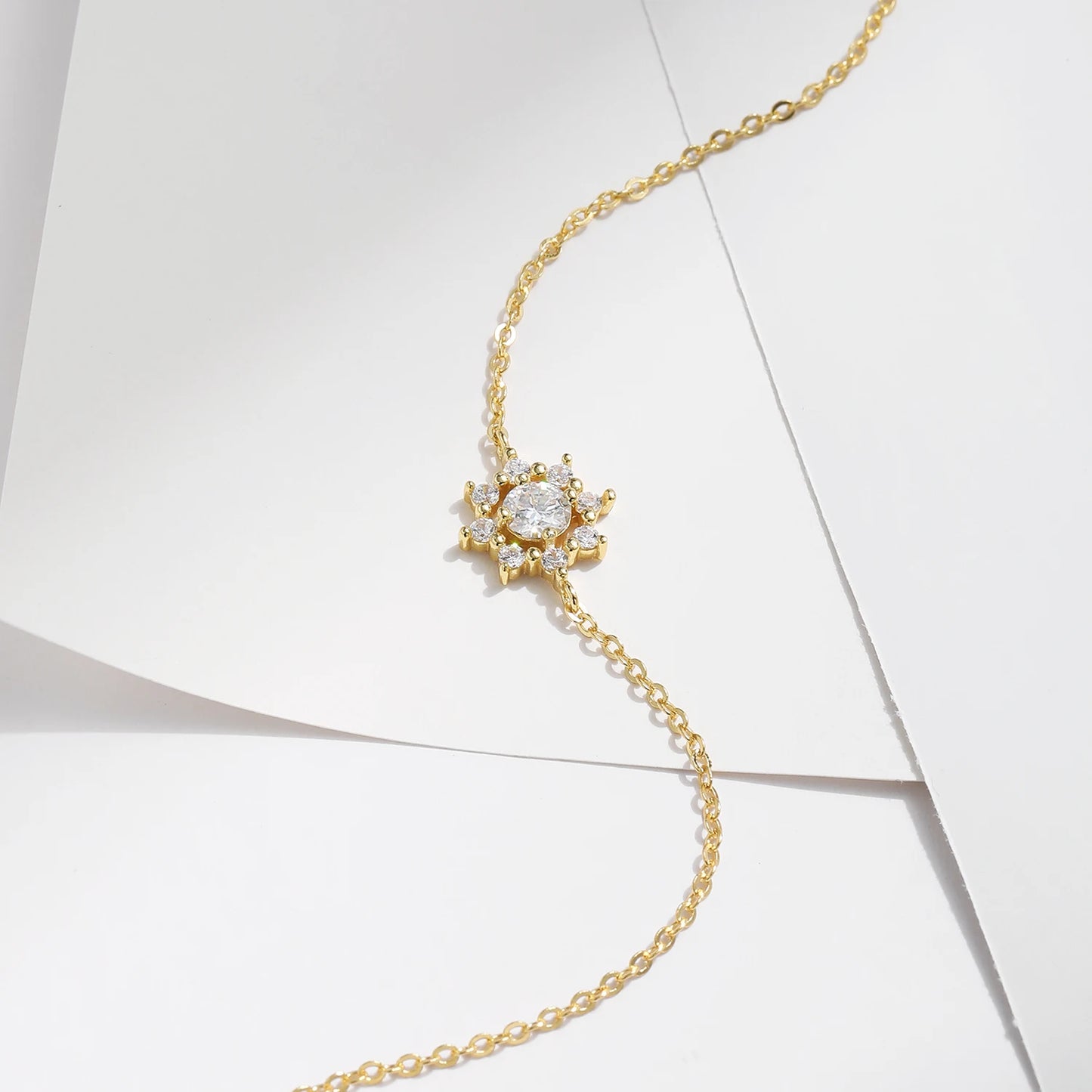 LUXE 0.5CT VVS1 D Color Moissanite Bracelet Classic 925 Sterling Silver Snowflake Chain Charms For Women Jewelry