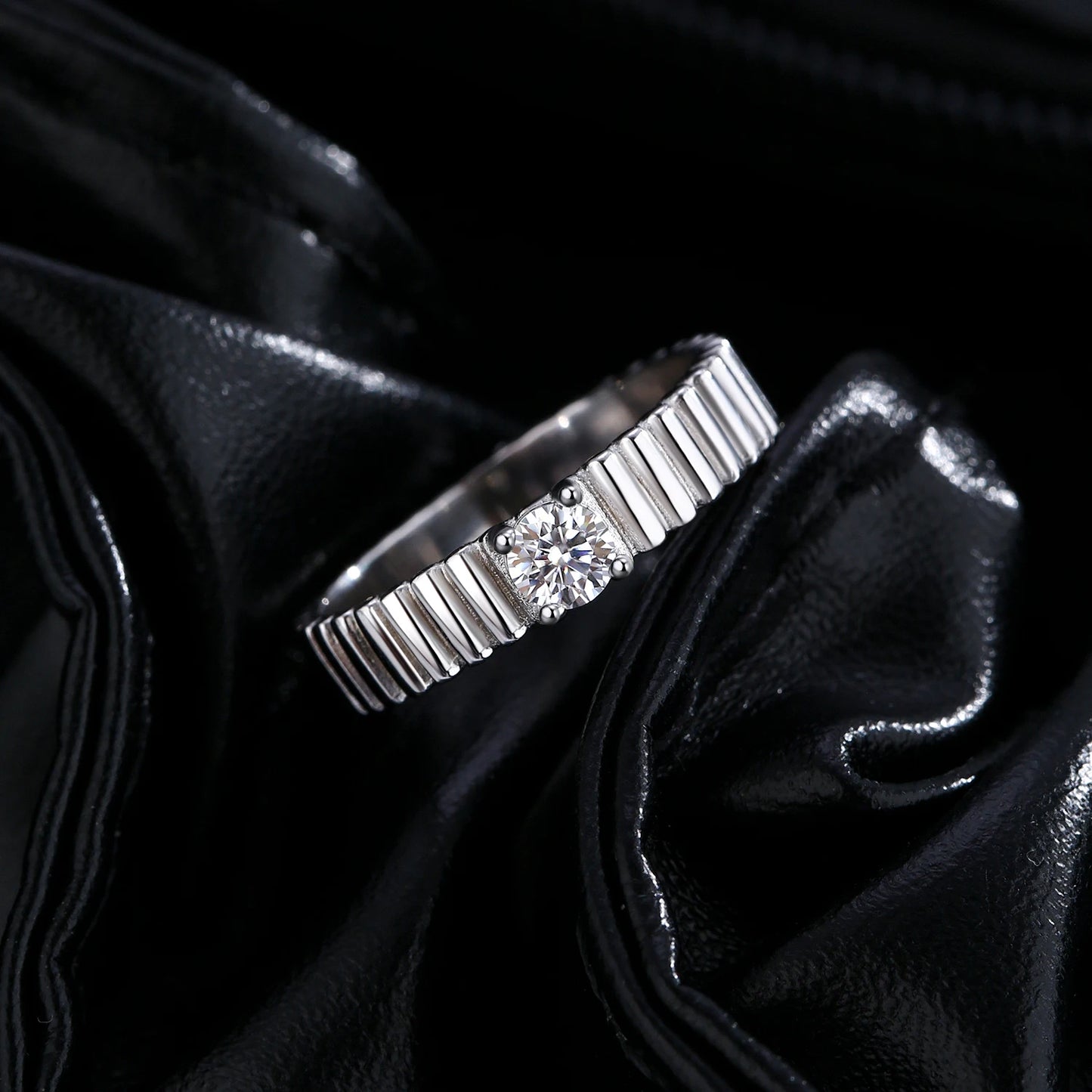 LUXE D Color Moissanite Ring 925 Sterling Silver Trendy  Wide Eternal Stackable Finger Rings For Women Unisex Fine Jewelry