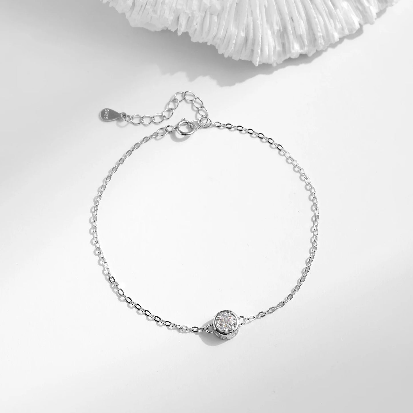 LUXE 0.5CT Moissanite Bracelet 925 Sterling Silver Classic Link Chain Charms Bracelets For Women Luxury Wedding Jewelry