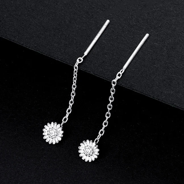 LUXE Real 925 Sterling Silver Moon Star Heart Square Clover Short Chain Tassel Stud Earrings For Women Classic Fine Jewelry