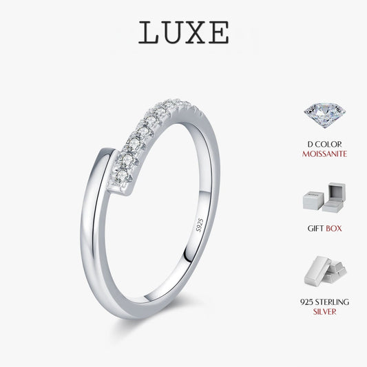 LUXE D Color Moissanite 925 Sterling Silver Simple Sparkle Geometric Eternity Band Rings For Women Daily OL Fine Jewelry