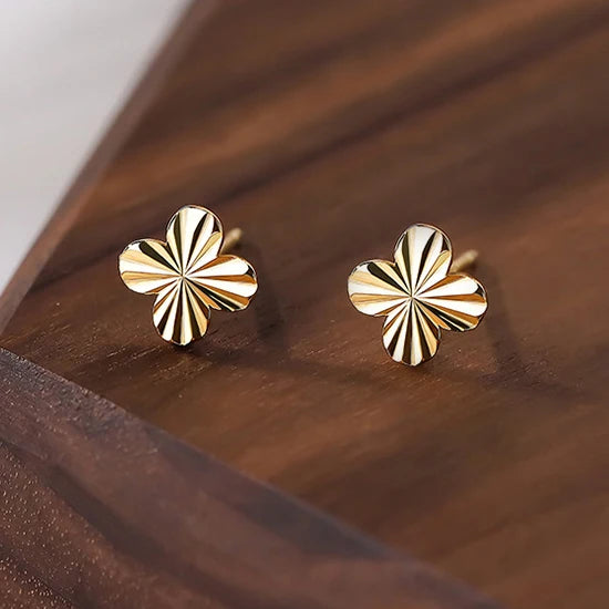 LUXE Real 999 Sterling Silver Flower Stud Earrings for Women Plant Fine Jewelry Light Luxury Ear Hole Minimalist Accessories