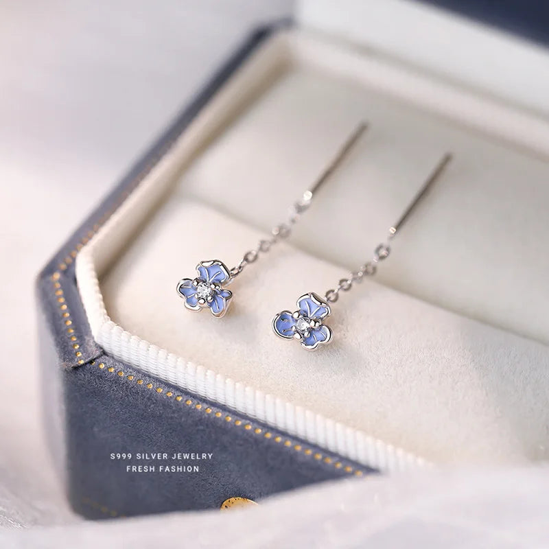 LUXE Real 925 Sterling Silver Mini Flower Piercing Stud Earrings for Women Cute Fine Jewelry Minimalist Accessories