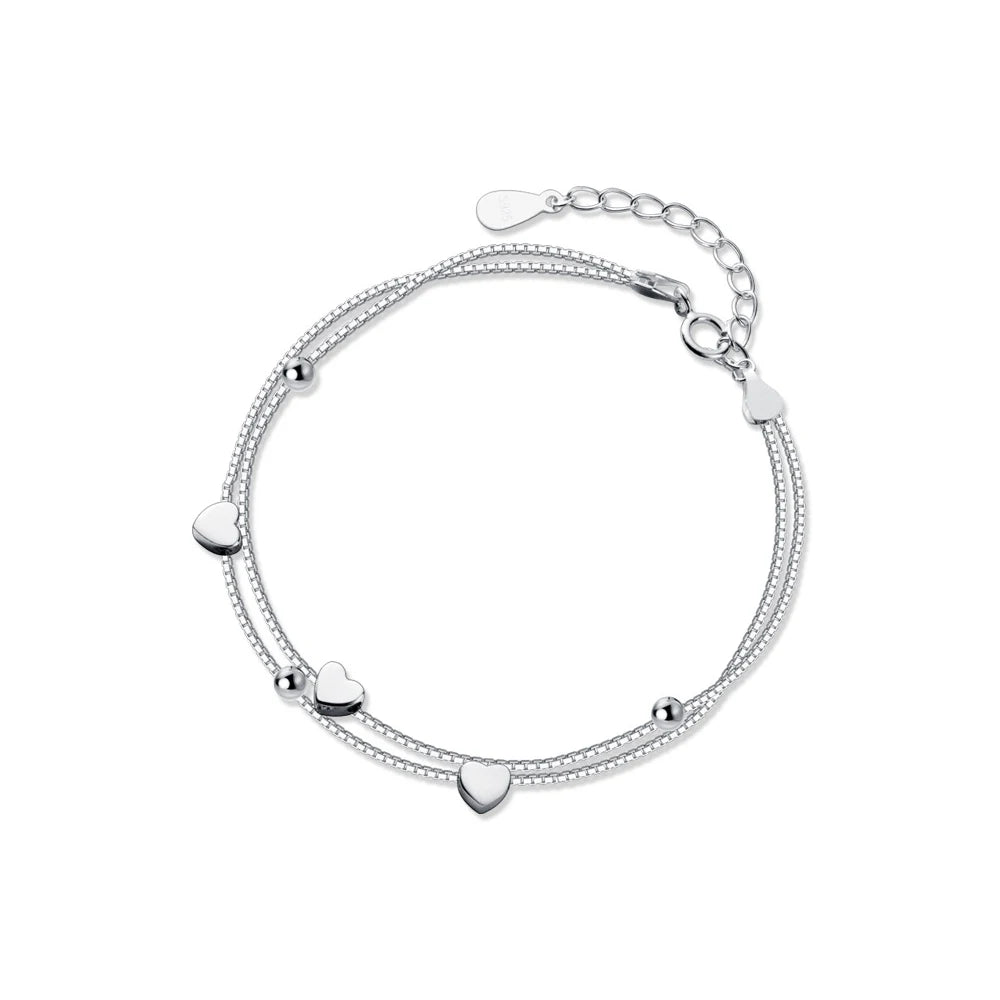 LUXE New 925 Sterling Silver Little Balls Love Hearts Charm Bracelet for Women Adjustable Link Chain Fine Jewelry Lover Gift