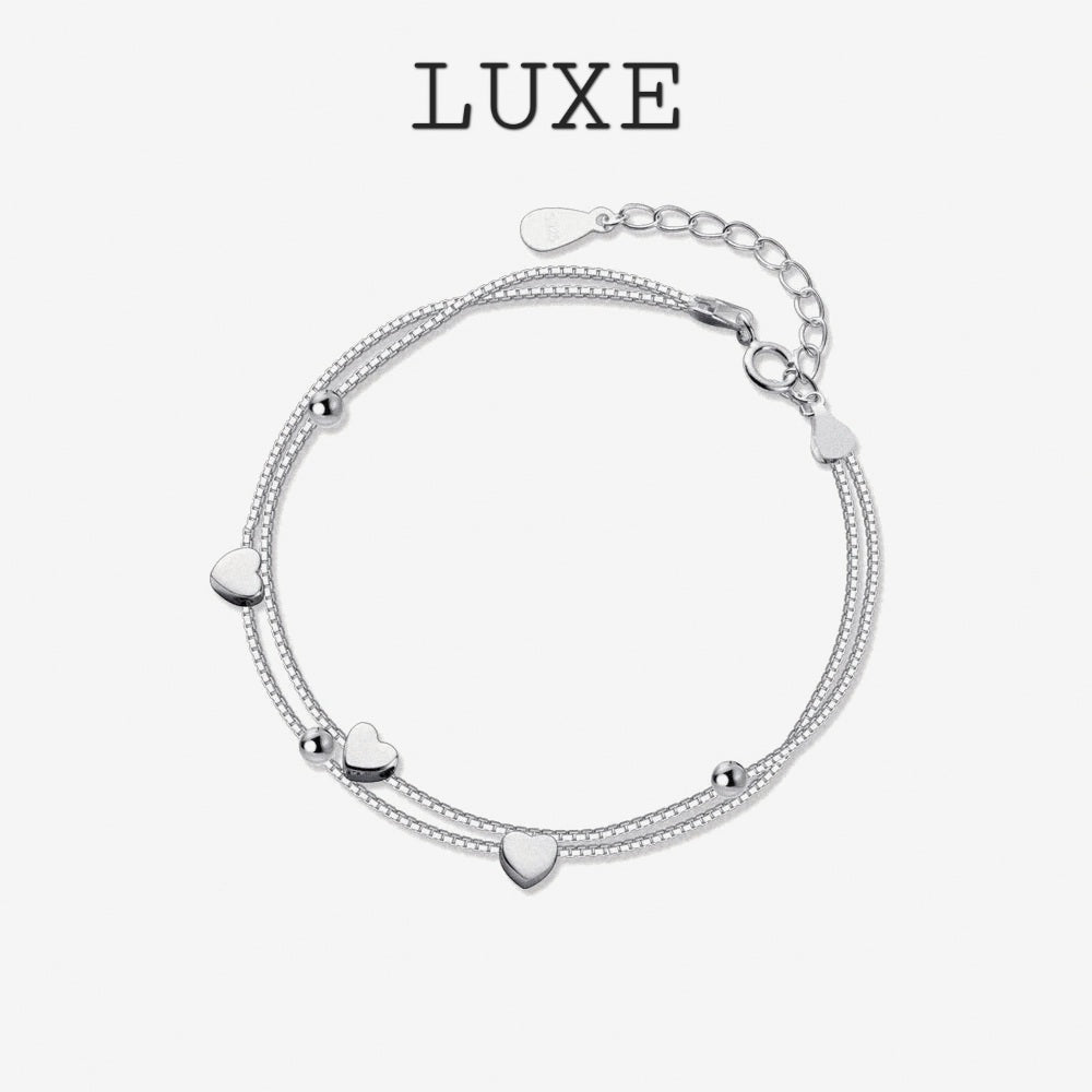 LUXE New 925 Sterling Silver Little Balls Love Hearts Charm Bracelet for Women Adjustable Link Chain Fine Jewelry Lover Gift