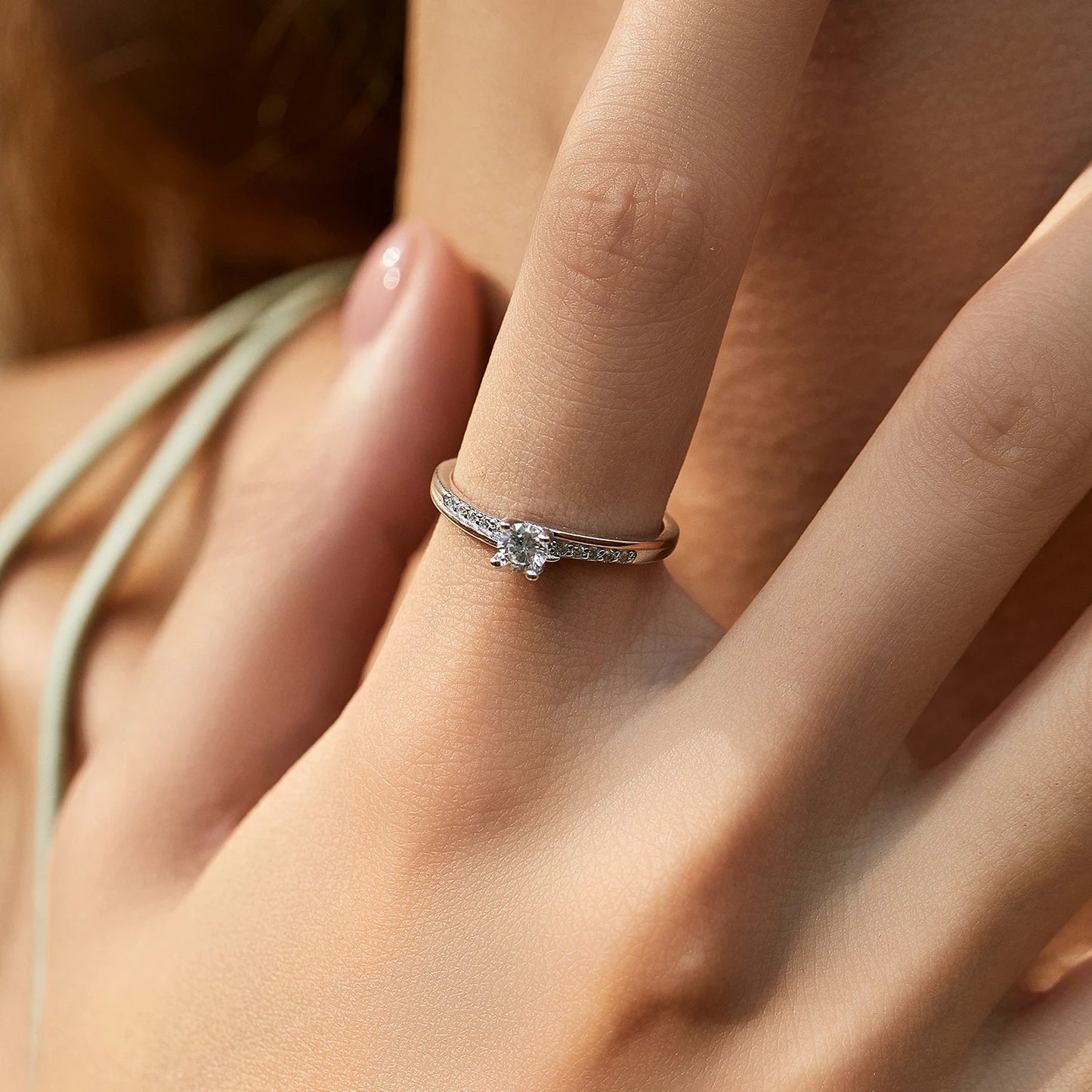 LUXE 925 Sterling Silver Classic Wedding Elegant Ring Rose Gold Color Line Unique Metallic Contrast Design Jewelry For Women