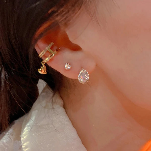 LUXE Real 925 Sterling Silver Zircon Water Drop Hoop Earrings for Fashion Women Geometric Fine Jewelry Minimalist Accessories