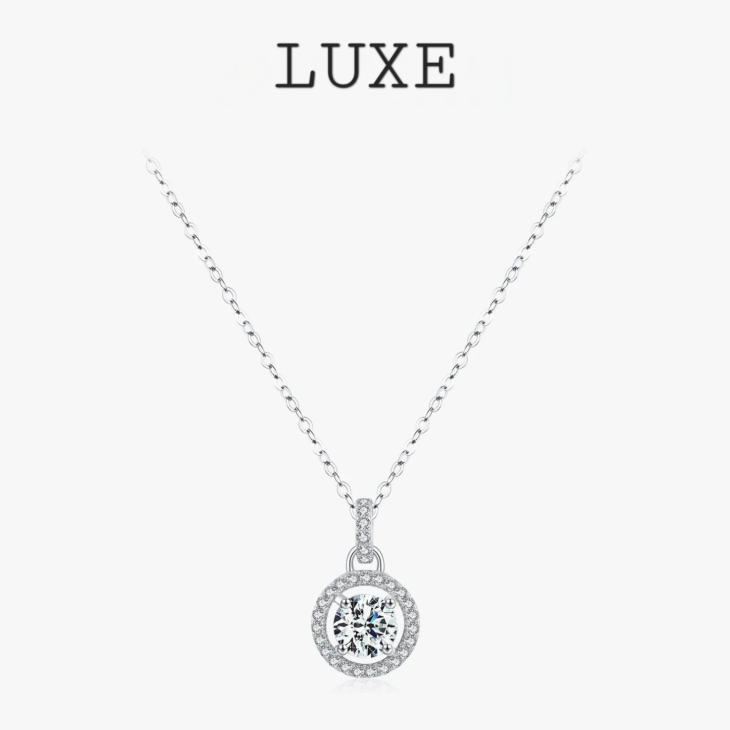 LUXE 1 Carat D color Moissanite Pendant Necklace For Women 925 Sterling Silver Wedding Bridal Fine Jewelry With Certificate