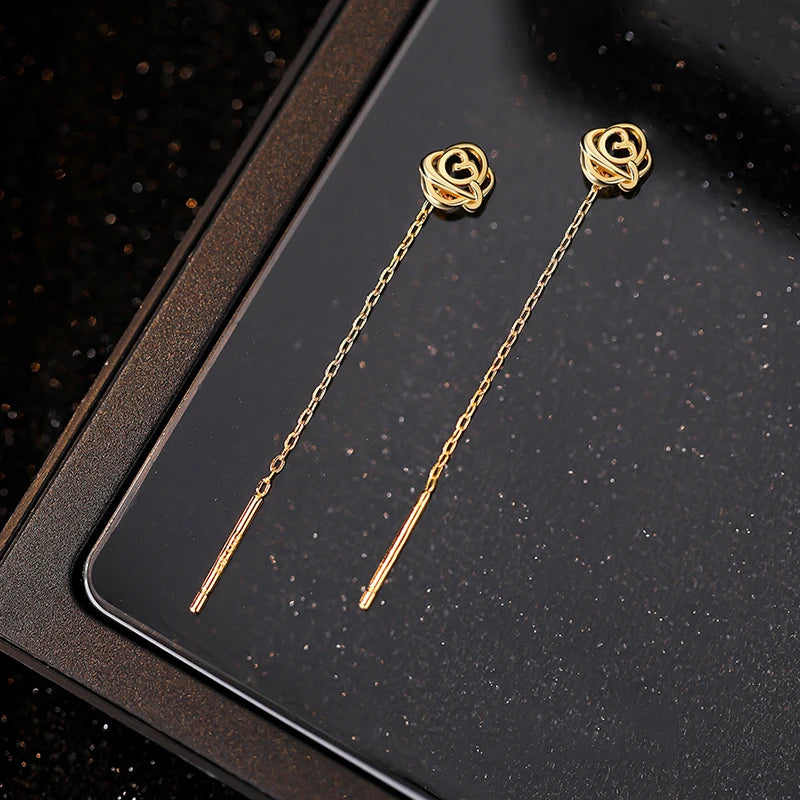 LUXE Real 925 Sterling Silver Hollow Flower Tassel Stud Earrings For Women Cute Plant Fine Jewelry Minimalist Accessories