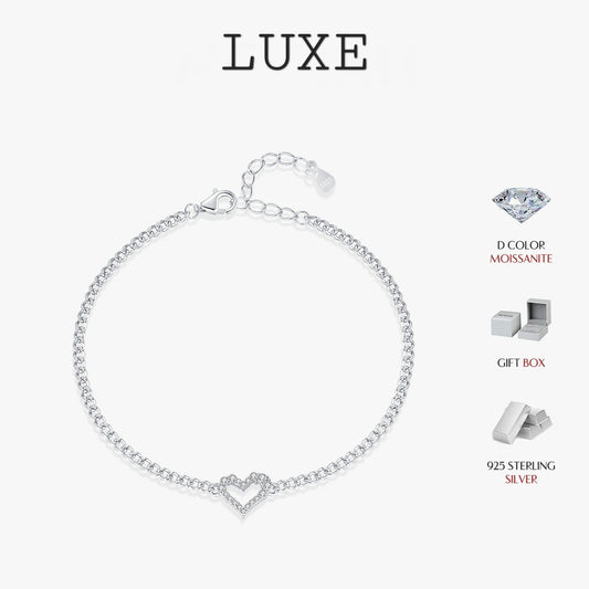 LUXE D Color Pave Setting Moissanite Bracelets 925 Sterling Silver Romantic Heart Gourmette Bracelet For Women Jewelry Gifts