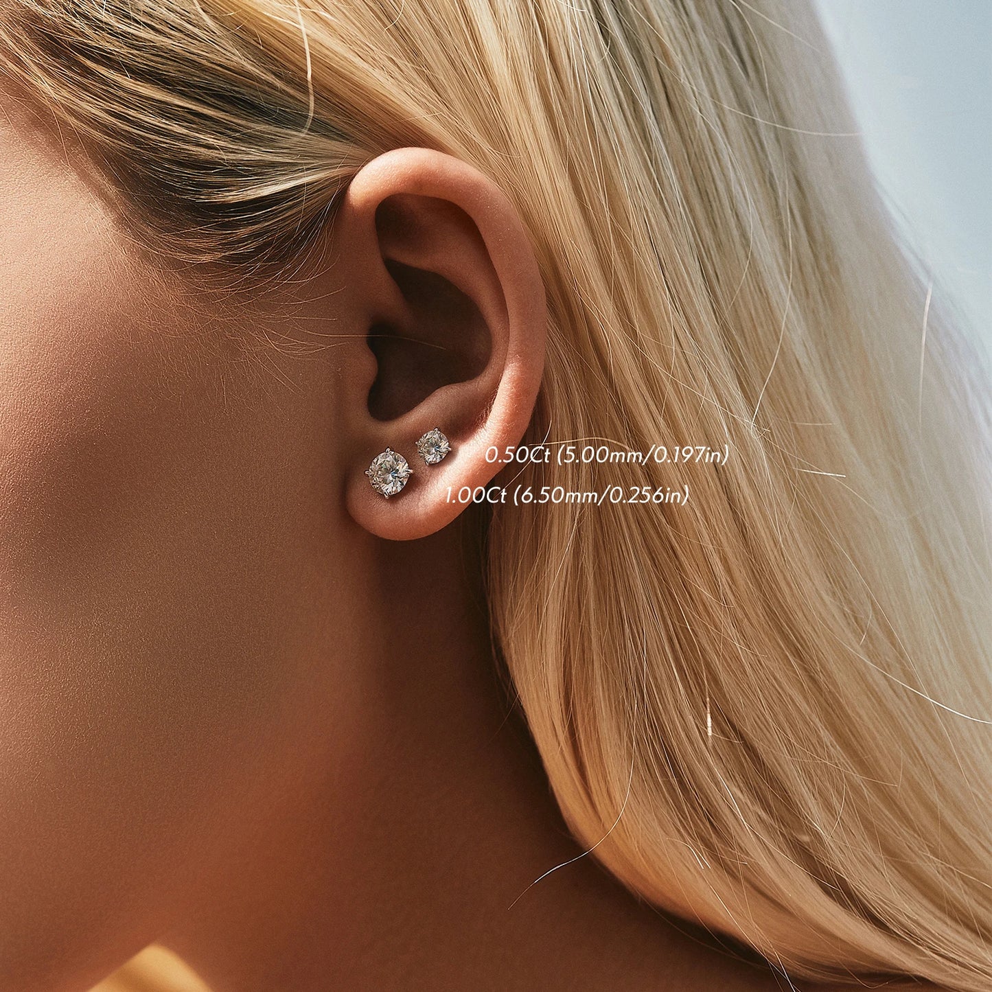 LUXE D Color 1CT Moissanite Stud Earrings 925 Sterling Silver Wedding Engagement Lab Created Diamond Jewelry For Women Gift