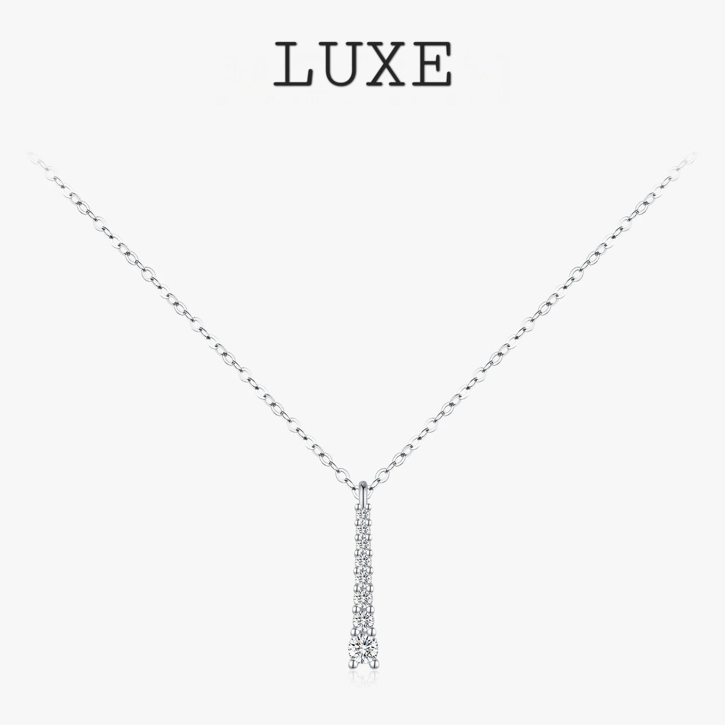 LUXE Minimalist D Color Moissanite Necklace Prong Setting Lab Diamond For Women 925 Sterling Silver Pendant Necklace Jewelry