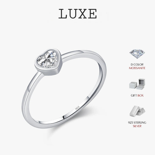 LUXE Heart shape Cut Moissanite Solitaire Wedding Ring For Women 925 Sterling Silver D Color Wedding Band Fine Jewelry