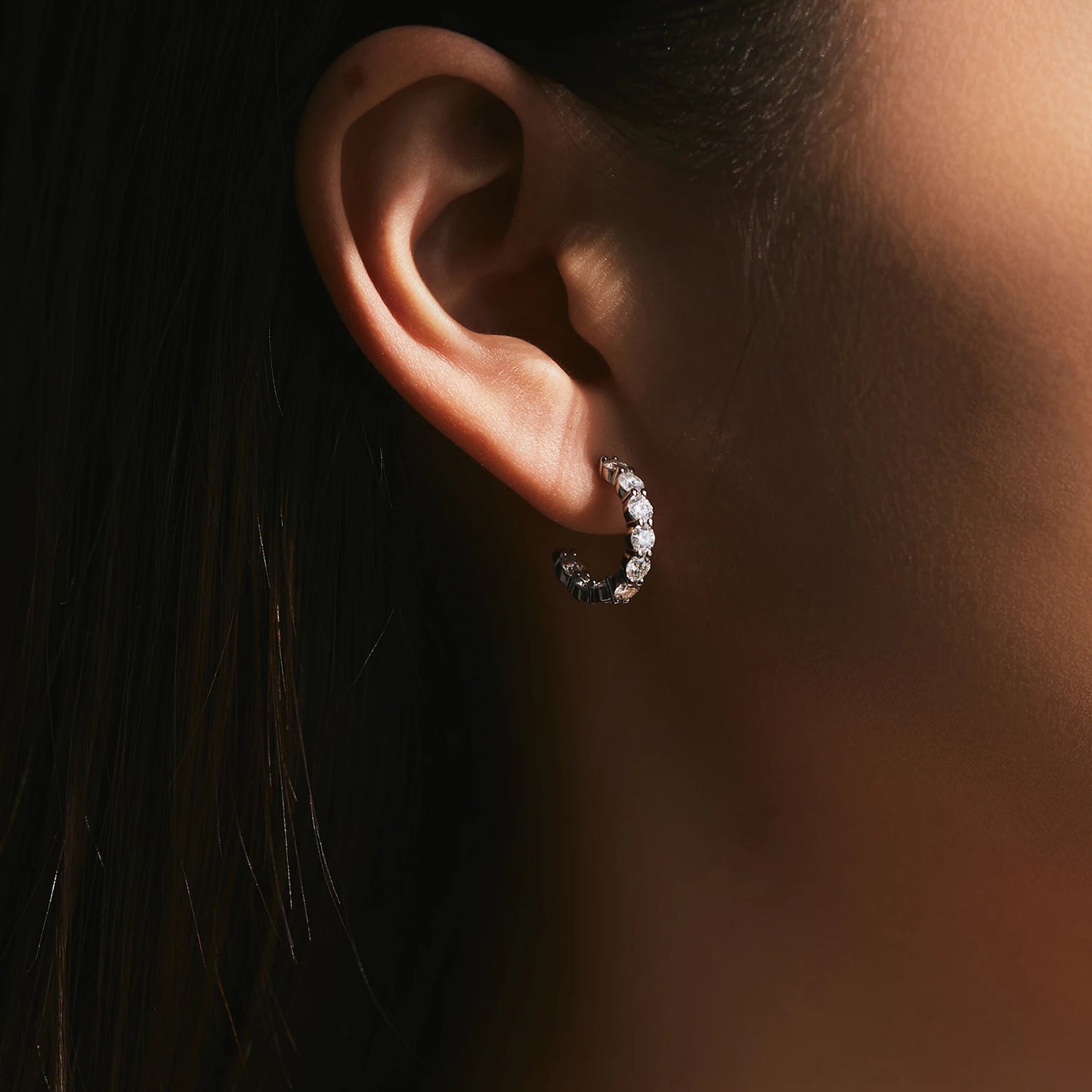 LUXE D Color C Shape Moissanite Earrings 925 Sterling Silver Charming Dazzling Hoop Earrings For Women Wedding Fine Jewelry